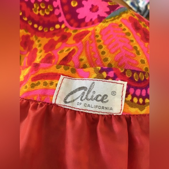 Rare Vintage ALICE of CALIFORNIA Vintage Floral 1960's MCM VIVID Maxi Skirt s/xs - Picture 2 of 9